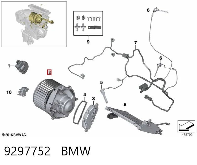 9297752 BMW Ventilador de habitáculo