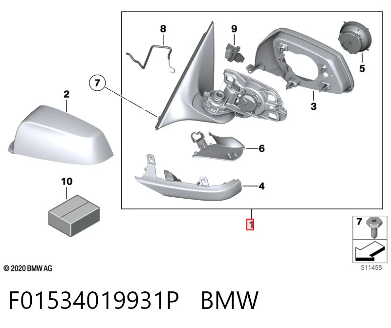 F01534019931P BMW Espejo retrovisor izquierdo