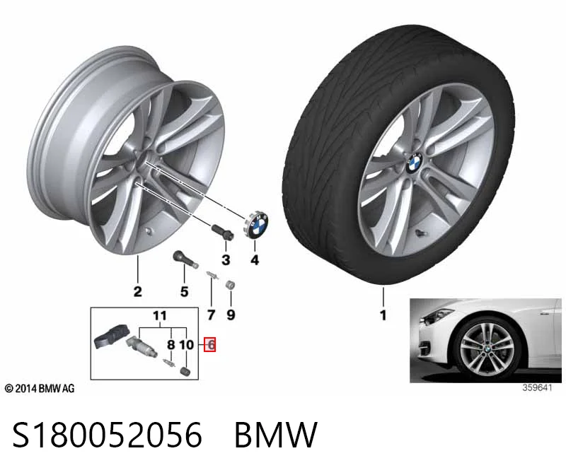 S180052056 BMW Sensor de presión de neumáticos (TPMS)