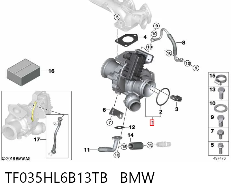 TF035HL6B13TB BMW Turbo para motor