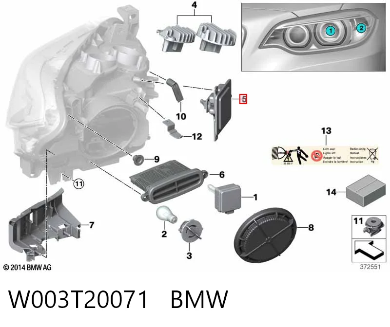 W003T20071 BMW Unidad de control de xenón