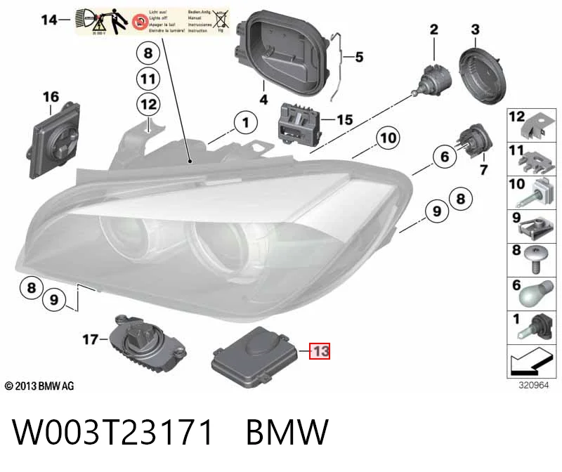 W003T23171 BMW Unidad de control de xenón