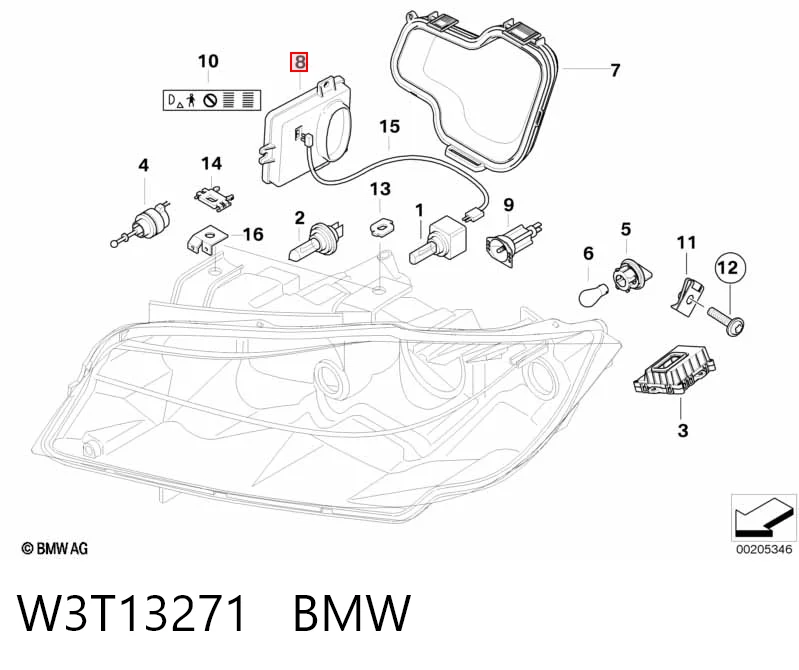 W3T13271 BMW Unidad de control de xenón